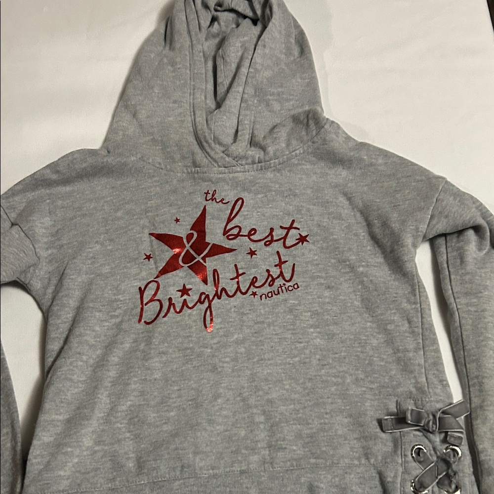 Nautica Gray Hoodie with Red Star Graphic